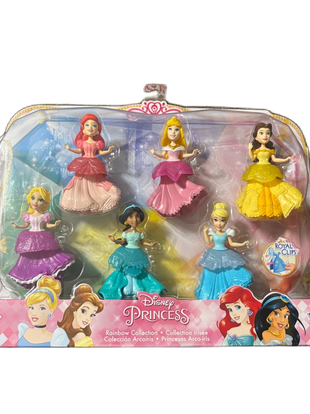 Disney Rainbow Collection Snap Royal Clips Princess Doll Set NEW Ariel Belle